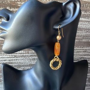Vintage Gold Beaded Drop Earrings